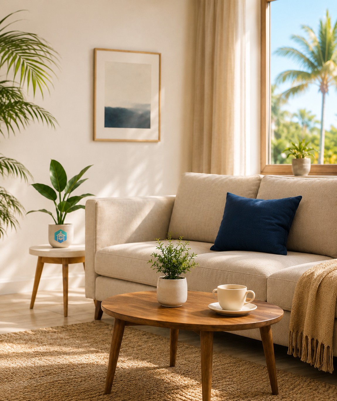 A calm, organised living room at home